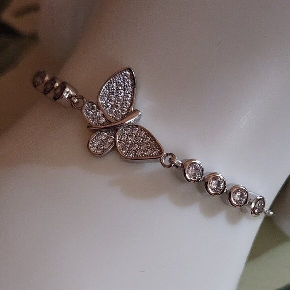 Bella Luce Butterfly Bracelet Rhodium Over Silver - Picture 1 of 7